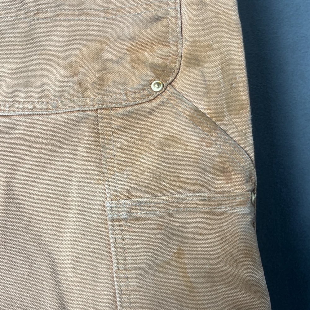 Vtg Carhartt B01 BRN Double Knee Cut Hem Work Pants Mens 34x27 (Tag 34x36) USA - Picture 5 of 11